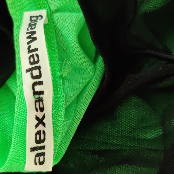 Alexander Wang Double Layer Top in Stretch Mesh Black/Iguana XS - Picture 7 of 8